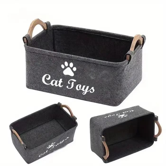 Panier de rangement élégant en feutre pour jouets d'animaux de compagnie, organisateur Durable pour