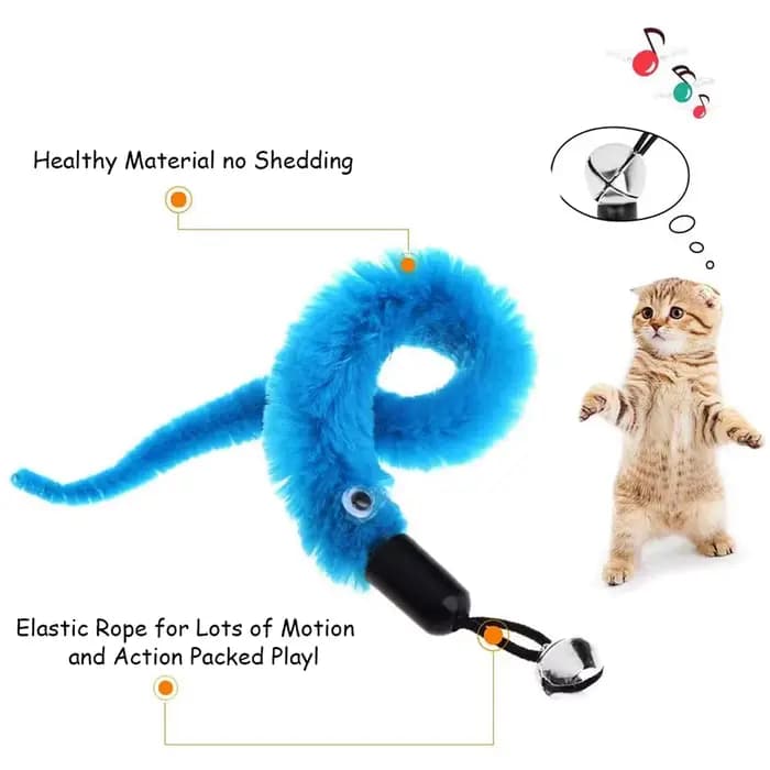 Jouet interactif en plumes de chat, accessoires, faux souris, ver, avec cloche de remplacement, rech