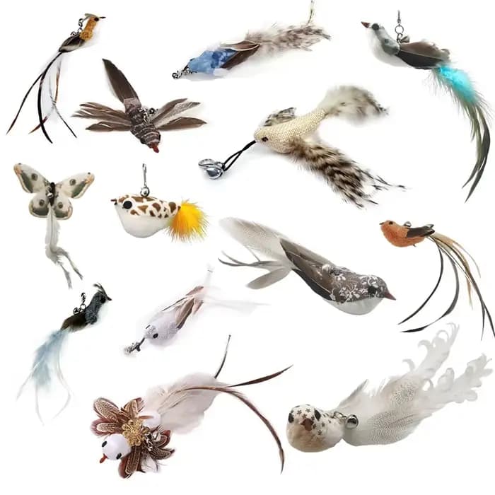 Baguette mains libres pour chat oiseau/plumes, avec cloche, ventouse puissante, jouets interactifs p