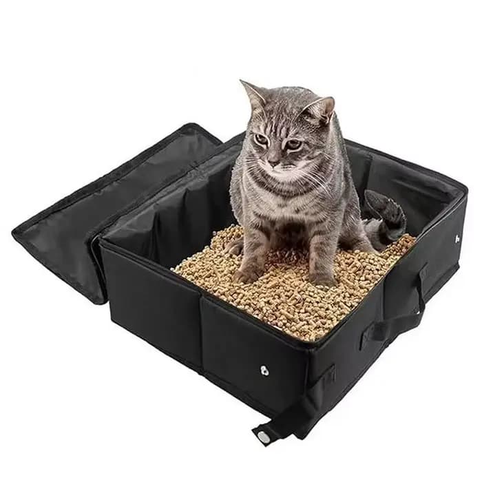 Kit de litière de voyage pour chat avec couvercle, sans odeur, sans poussière, léger, litière pliabl