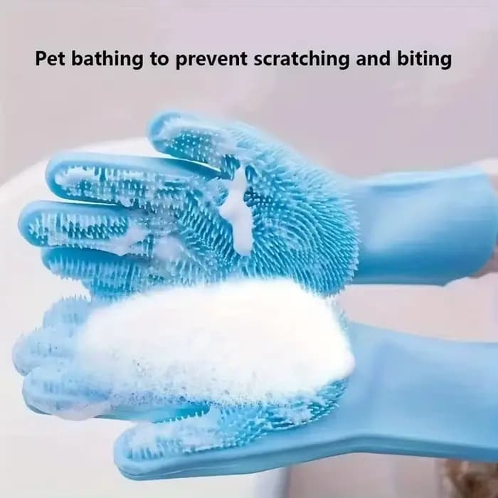 Gants de Toilettage pour Animaux de Compagnie, Shampoing pour Chien et Chat, Éponge Magique en Silic