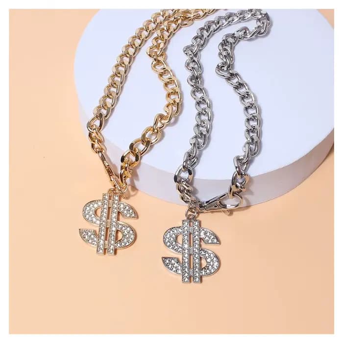 Collier de luxe pour chiens de petite et moyenne taille, pendentifs avec signe de Dollar, Hip Hop, c