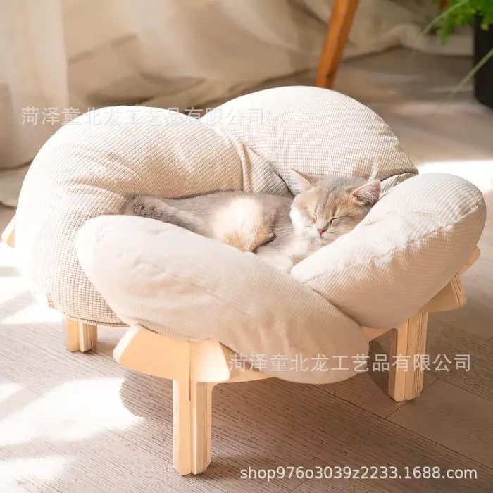 Lit pour chat en bois, petit canapé pour animaux de compagnie d'intérieur, petit arbre à chat, bac à
