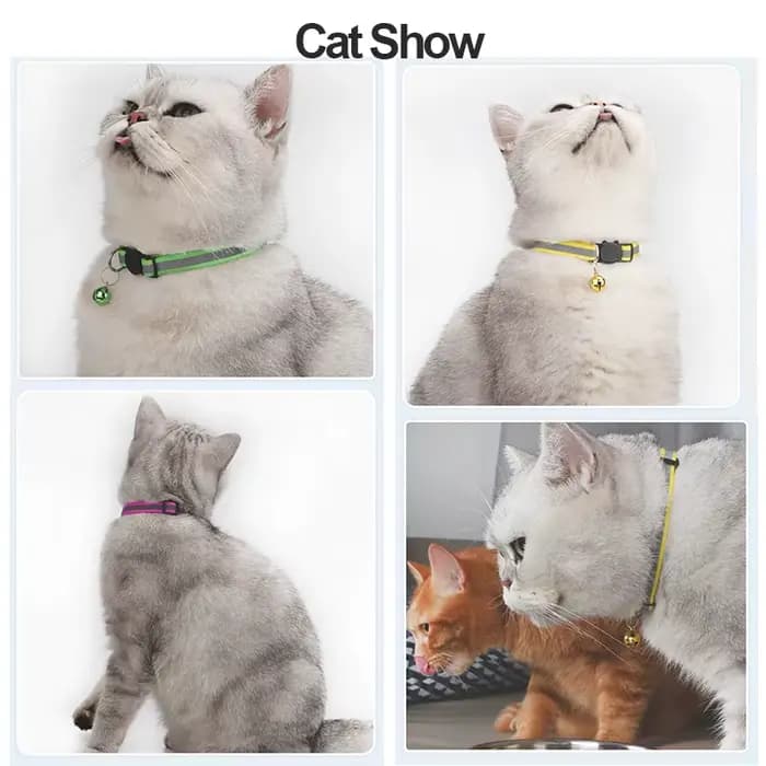 ROJECO Collier réglable avec clochette pour animal de compagnie, accessoire coloré de sécurité noctu