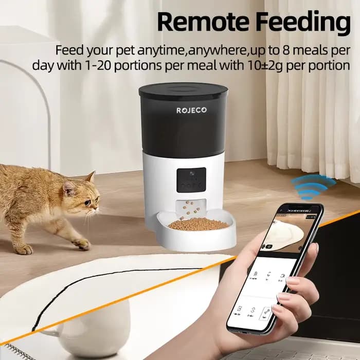 ROJECO mangeoire automatique pour chat avec caméra vidéo distributeur de nourriture pour chat enregi