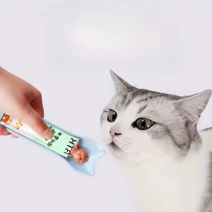 Cuillère à presser pour bande de chat, mangeoire pour bandes de chat, friandises humides et léchable