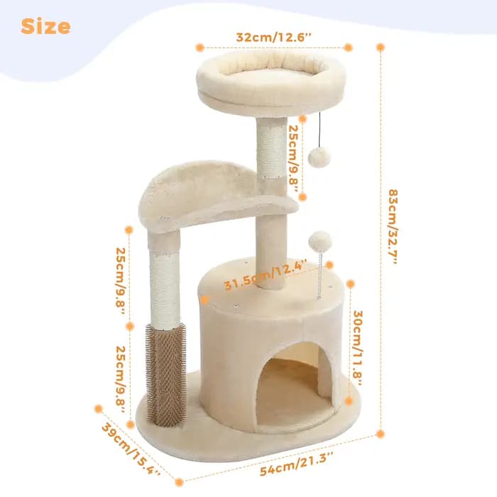 Tour de petit arbre à chat d'intérieur pour chats, jouet coule pour chat de taille moyenne, condo po