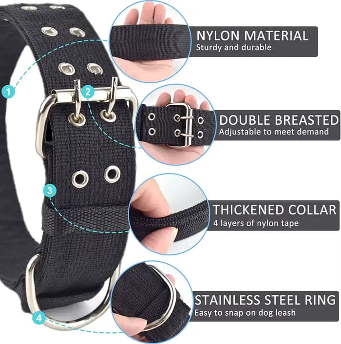 Colliers militaires épais et larges pour chiens de grande taille, collier tactique réglable en Nylon