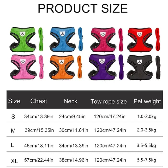 Harnais d'été pour chien et chat, laisse en plomb, gilet réglable, maille en Polyester, respirant, r