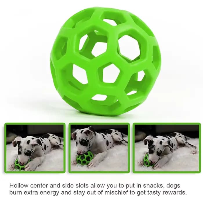 Jouet à mâcher en caoutchouc naturel pour chien et chat, boule de sécurité géométrique avec cloche,