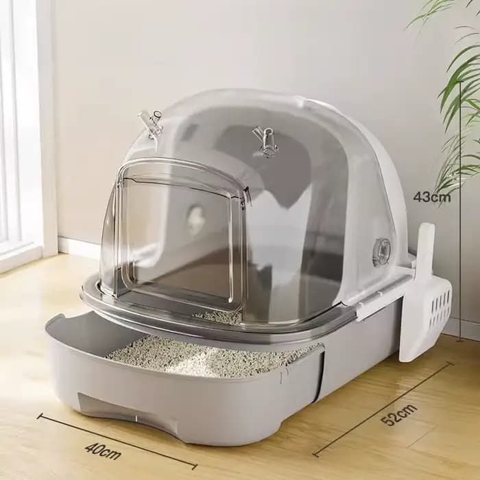 Bac à litière pour chat entièrement fermé, grand tiroir, couvercle rabattable, toilettes pour chat,
