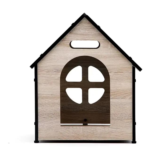 Arbre à chat mignon avec motif floral, maison en métal pour animaux de compagnie et lit en bois, gra