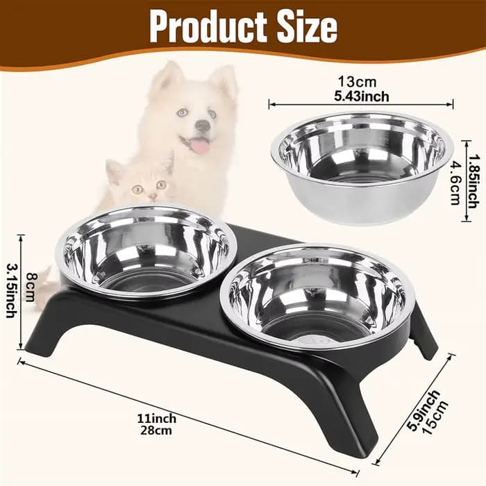 Bols surélevés pour chat, bol pour chien, ensemble de bols d'eau surélevés en acier inoxydable avec