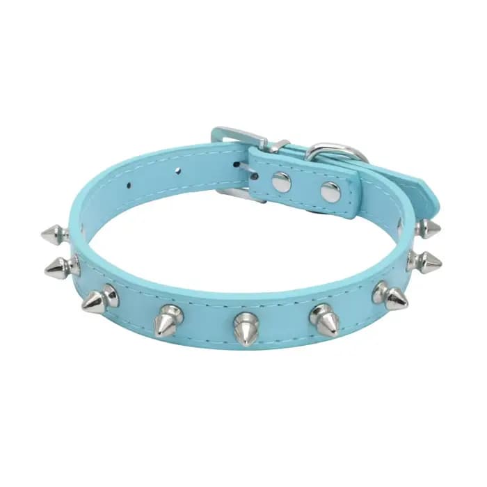 Collier pour chat en cuir anti-morsure, collier pour chat clouté avec pointes, collier réglable pour