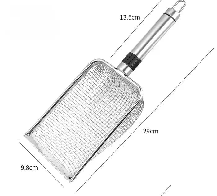 1 pièce Pelle à litière pour chien et chat en acier inoxydable, réduit la poussière, avec long manch
