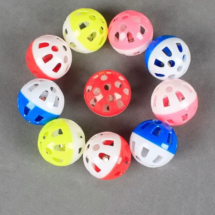 Jouet coule avec cloche sonore pour chat, boule en plastique multicolore, jouet creux mignon, fourni
