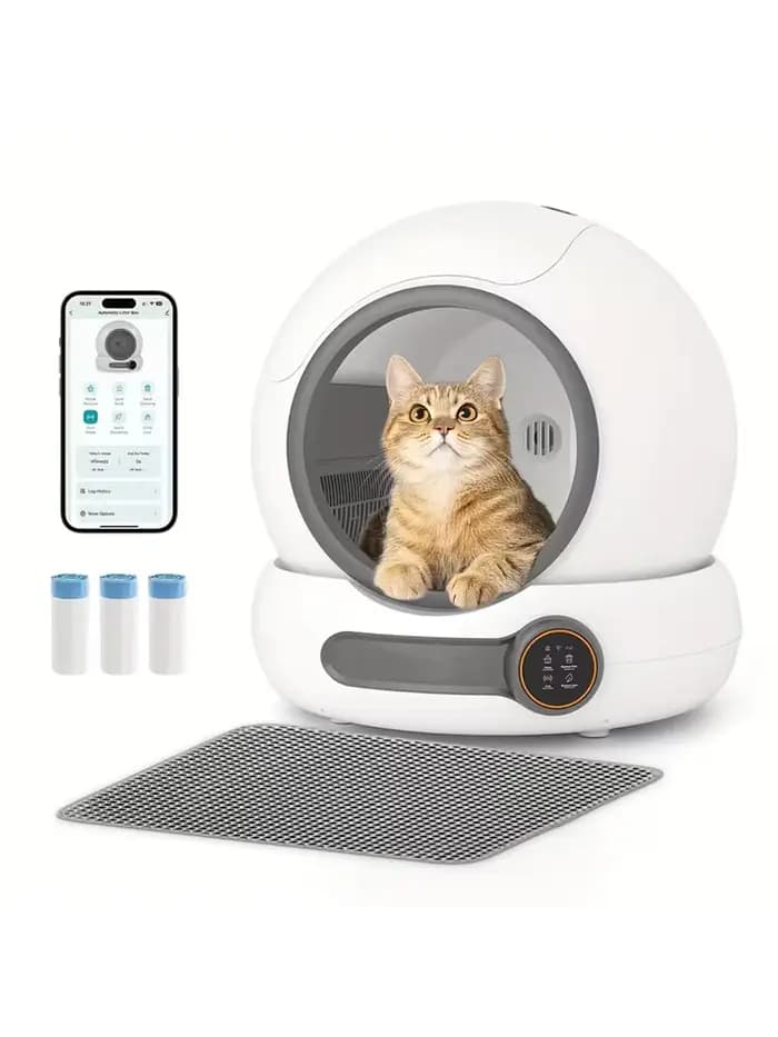 Bac à litière automatique pour chat, autonettoyant, avec contrôle par application, spray désodorisan