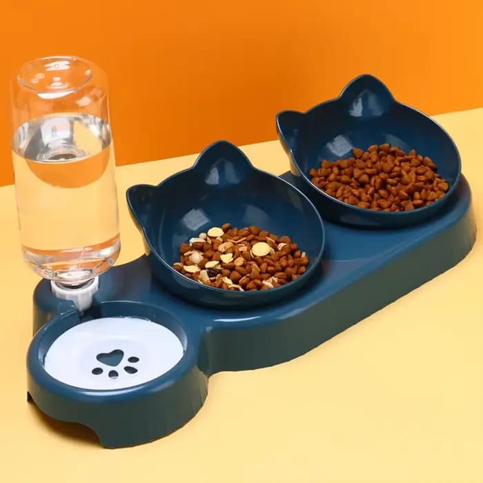 Bol pour chat bol de nourriture pour chat Double bol Protection du cou bol à boire automatique Anti-