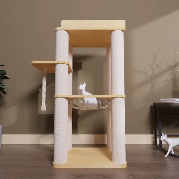 Tout en bois massif super grand arbre à chat nid de chat capsule spatiale cadre d'escalade pour chat