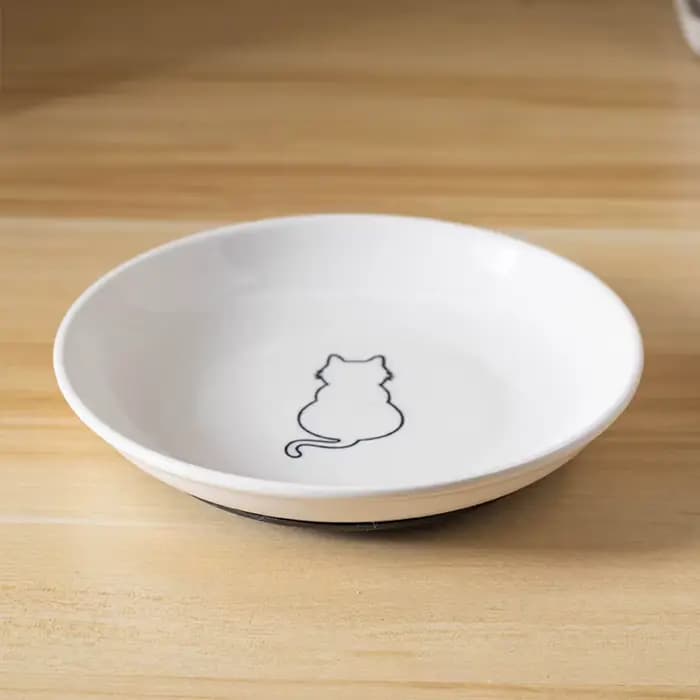 Gamelle en céramique pour chatons ; Assiette antidérapante pour chat ; Support en silicone ; Essenti