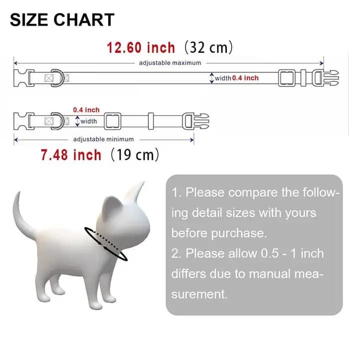 Collier réfléchissant réglable et personnalisé pour chat, accessoire de sécurité en nylon pour l'ide