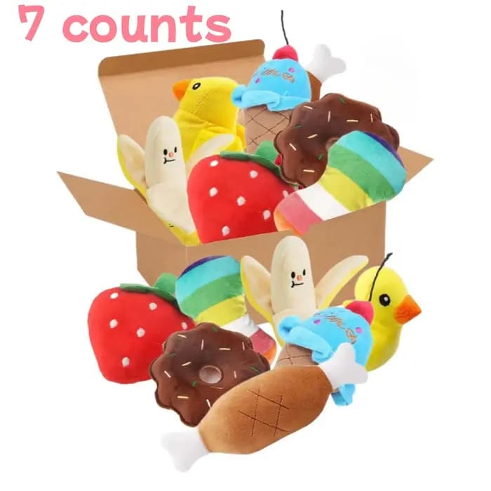 Un ensemble de 7 pièces de jouets sonores pour chiots, à mâcher en peluche en vrac pour animaux de c