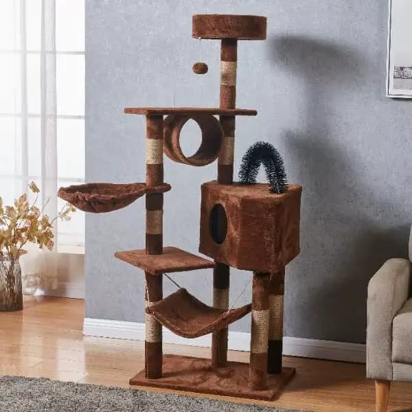 Grande tour d'arbre à chat avec plusieurs hamacs, tour à gratter, aides à la formation de villa, meu