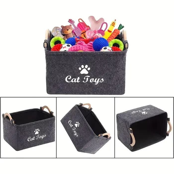 Panier de rangement élégant en feutre pour jouets d'animaux de compagnie, organisateur Durable pour