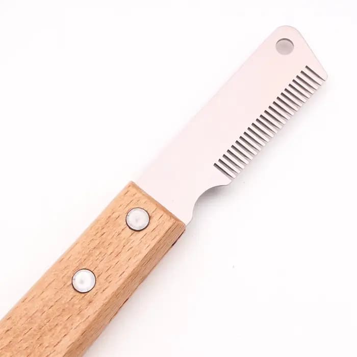 Couteau d'épilation pour animaux de compagnie, peigne professionnel pour chien, manche en bois inoxy