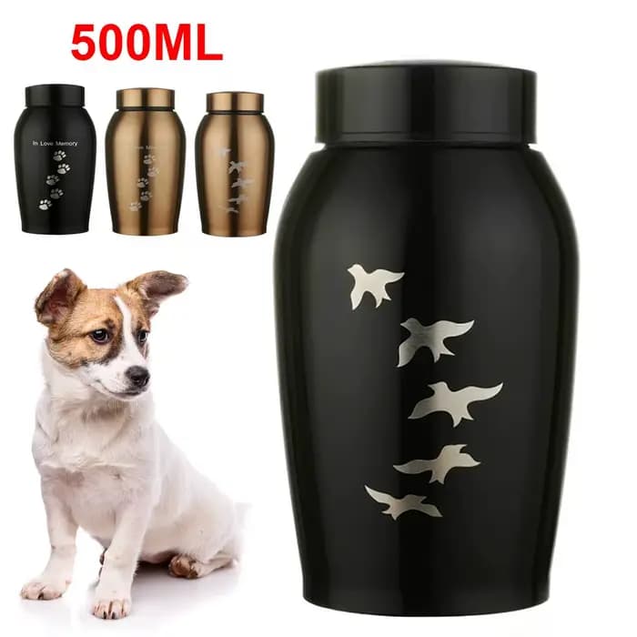 Urnes en acier inoxydable noir et or pour animaux de compagnie, pour chiens, chats, oiseaux, souris,