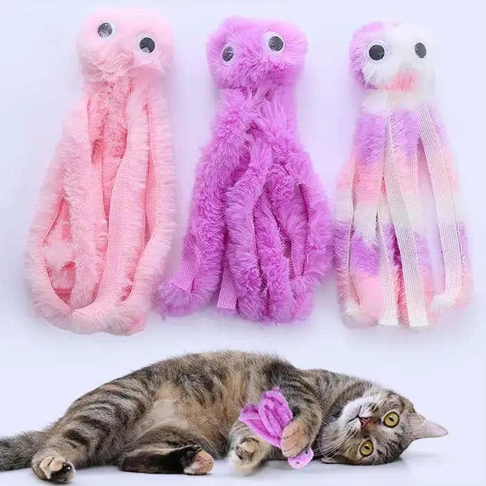 Jouets pour chat en forme de pieuvre mignons pour chatons et jeunes chats