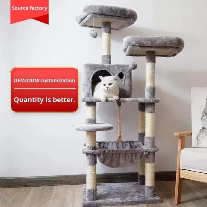 Grand arbre à chat avec plateforme de saut intégrée