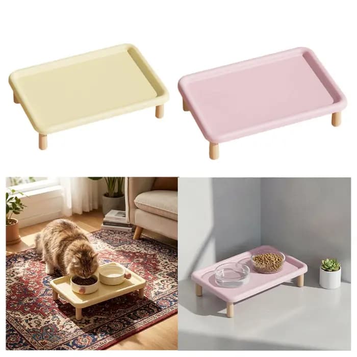 Plateforme surélevée pour gamelles de chat pour distributeurs automatiques de nourriture, support d'alimentation surélevé en bois pour chats et chiens
