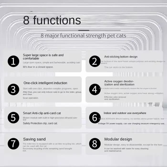 Bac à litière intelligent automatique pour chat