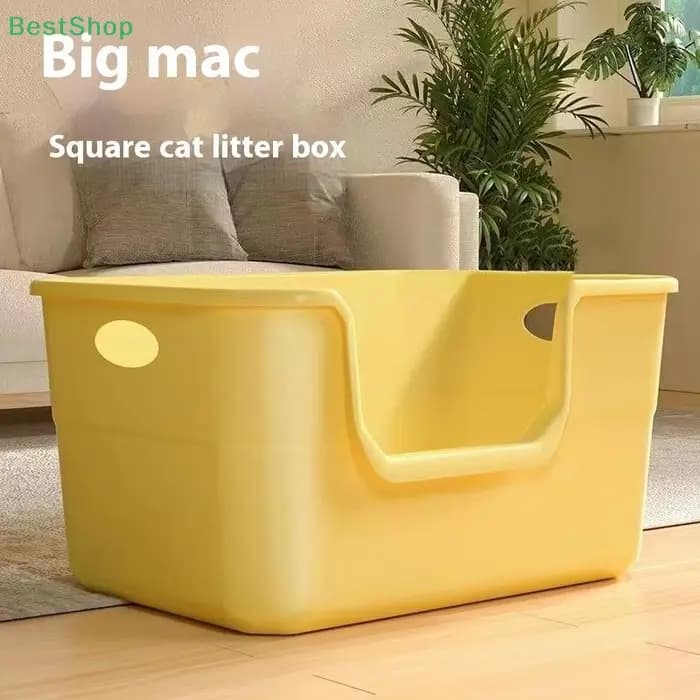 ♥ Bac à litière extra large pour chat ; design semi-fermé et ouvert