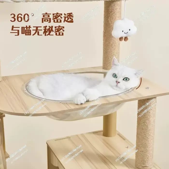 Arbre à chat en bois haut avec condo pour chat