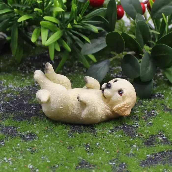 Figurine Miniature réaliste de chien de chiot de Golden Retrievers pour les décorations de maison et de jardin en résine