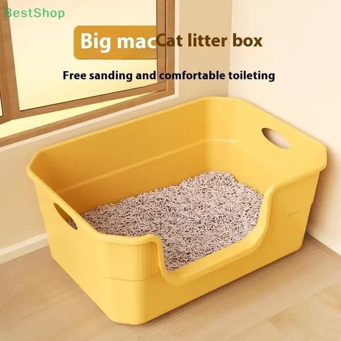 ♥ Bac à litière extra large pour chat ; design semi-fermé et ouvert