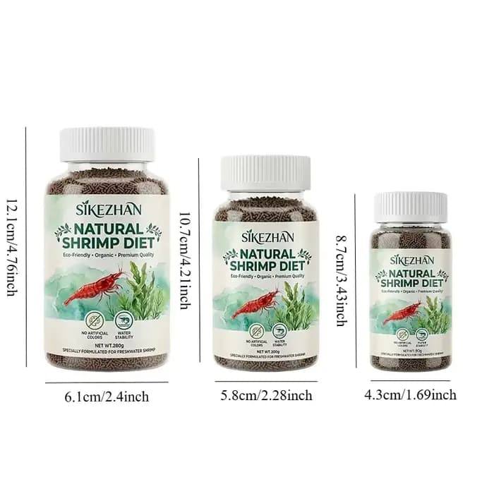 Nourriture pour crevettes biologiques 280g, alimentation naturelle écologique pour crevettes d'aquarium d'eau douce, nutrition équilibrée, granulés coulants