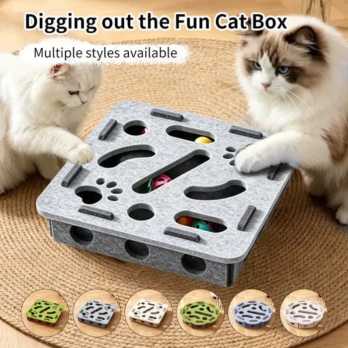 Boîte labyrinthe interactive pour chat avec clochettes et balles