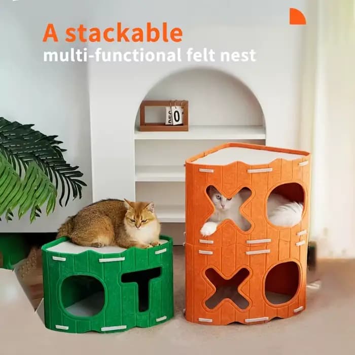 KEMORELA Lit pour chat multi-niveaux en forme de tronc d'arbre