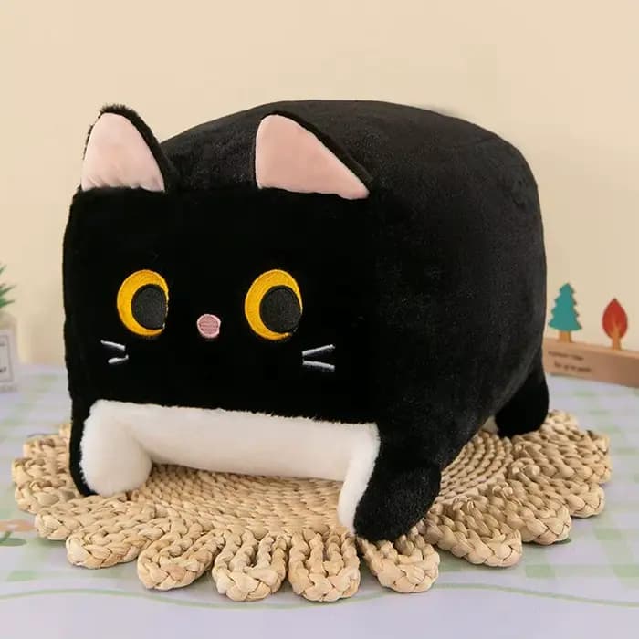 Oreiller en peluche en forme de chat carré