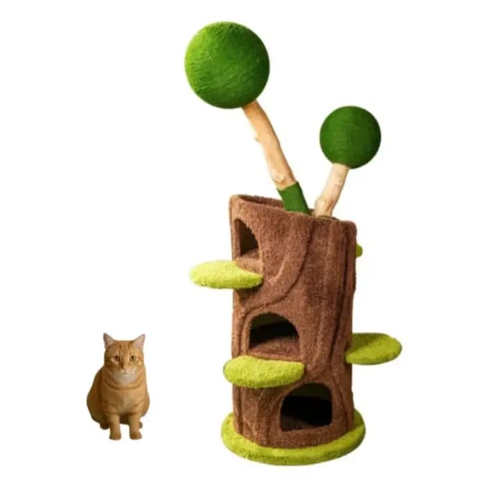 Arbre à chat en bois massif avec lit creux