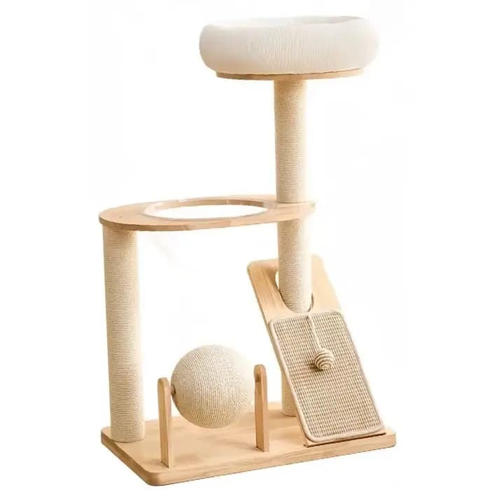Maison pour chat en bois moderne en faux rotin