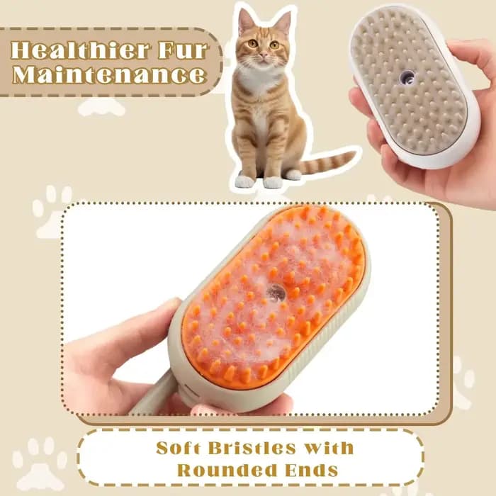 Brosse de Énergie à Vapeur 3 en 1 pour Chat et Chien