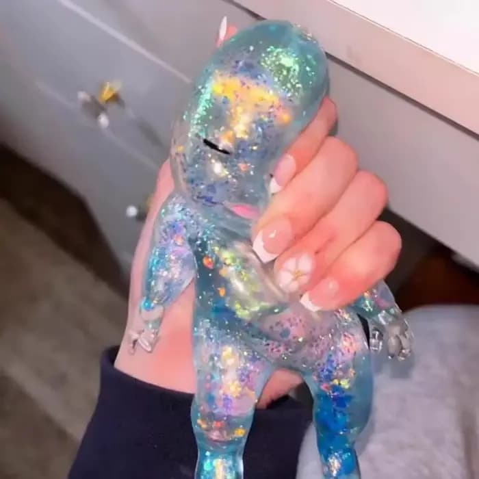 Nouveau jouet anti-stress à presser, mignon en forme de bébé, jouet de relaxation brillant, jouet extensible à remontée lente pour cadeau d'amis