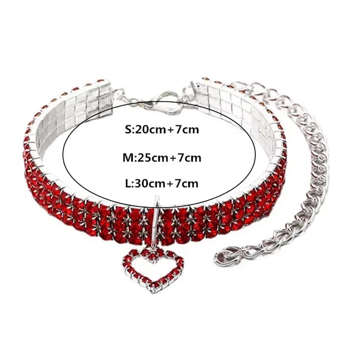 Collier élastique à trois rangées de strass pour animaux de compagnie