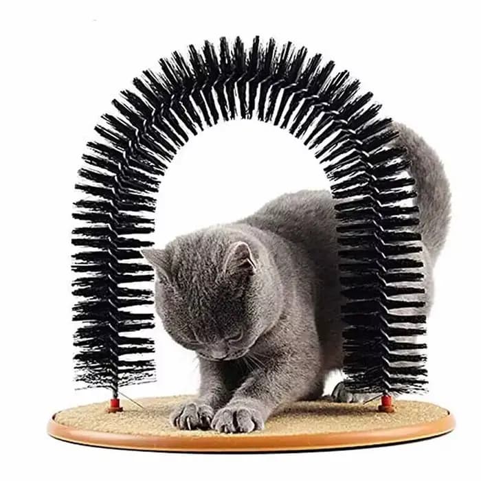 Jouet pour chat arc auto-groome Pamper félin avec un Massage toilettage brosse à friction avec tampon à gratter