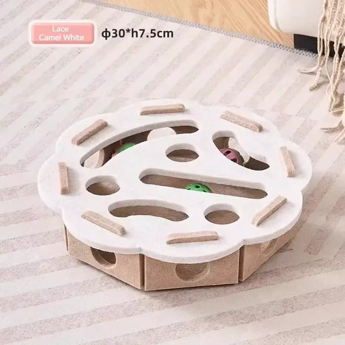 Jouet interactif pour chat : Boîte labyrinthe en feutre avec boule à clochette