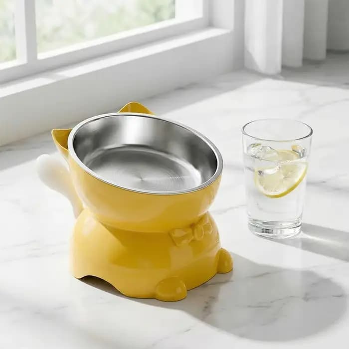 Bol pour chat en acier inoxydable anti-déversement